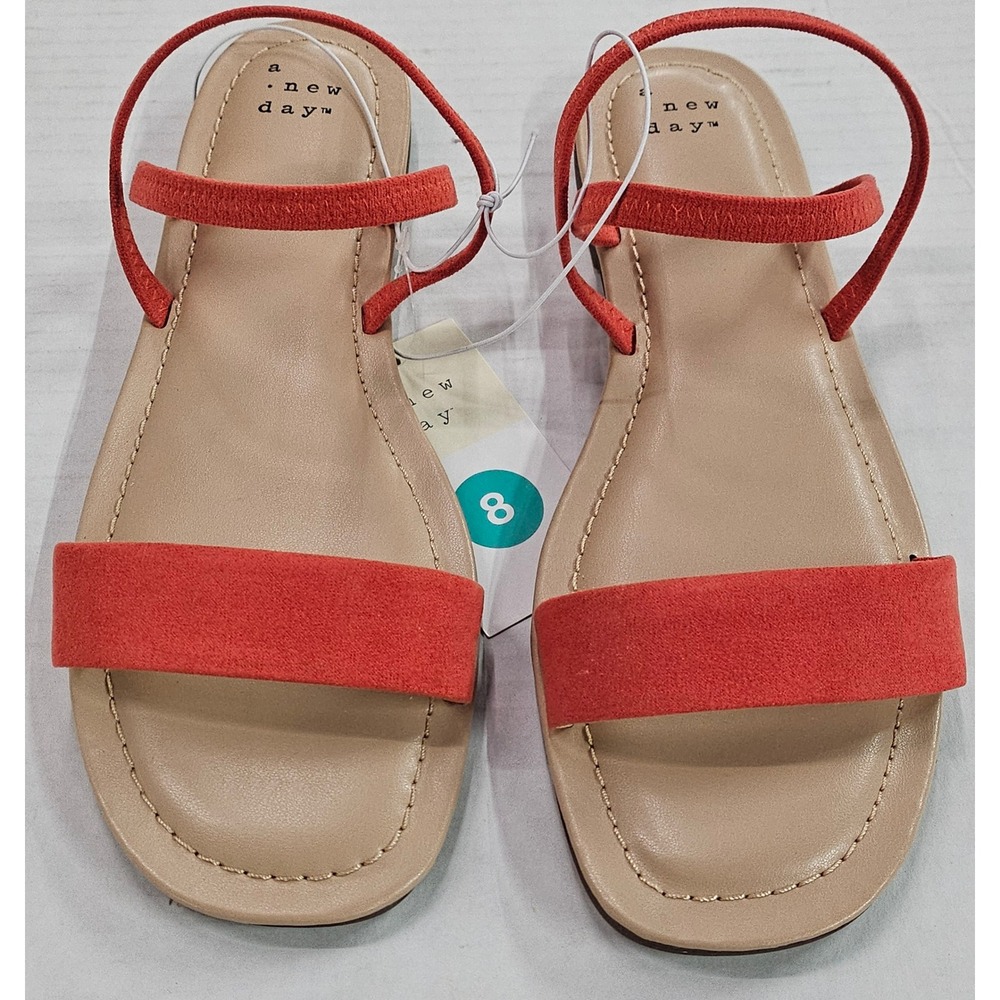 A New Day Emerson Red Flat Slingback Sandals Womens Size 8 New‎
